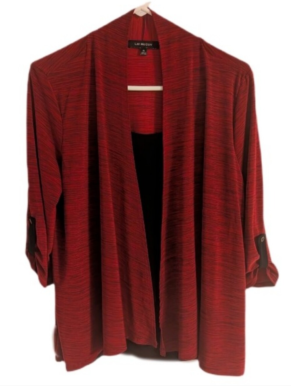 Liz McCoy Red & Black Layered Blouse XL